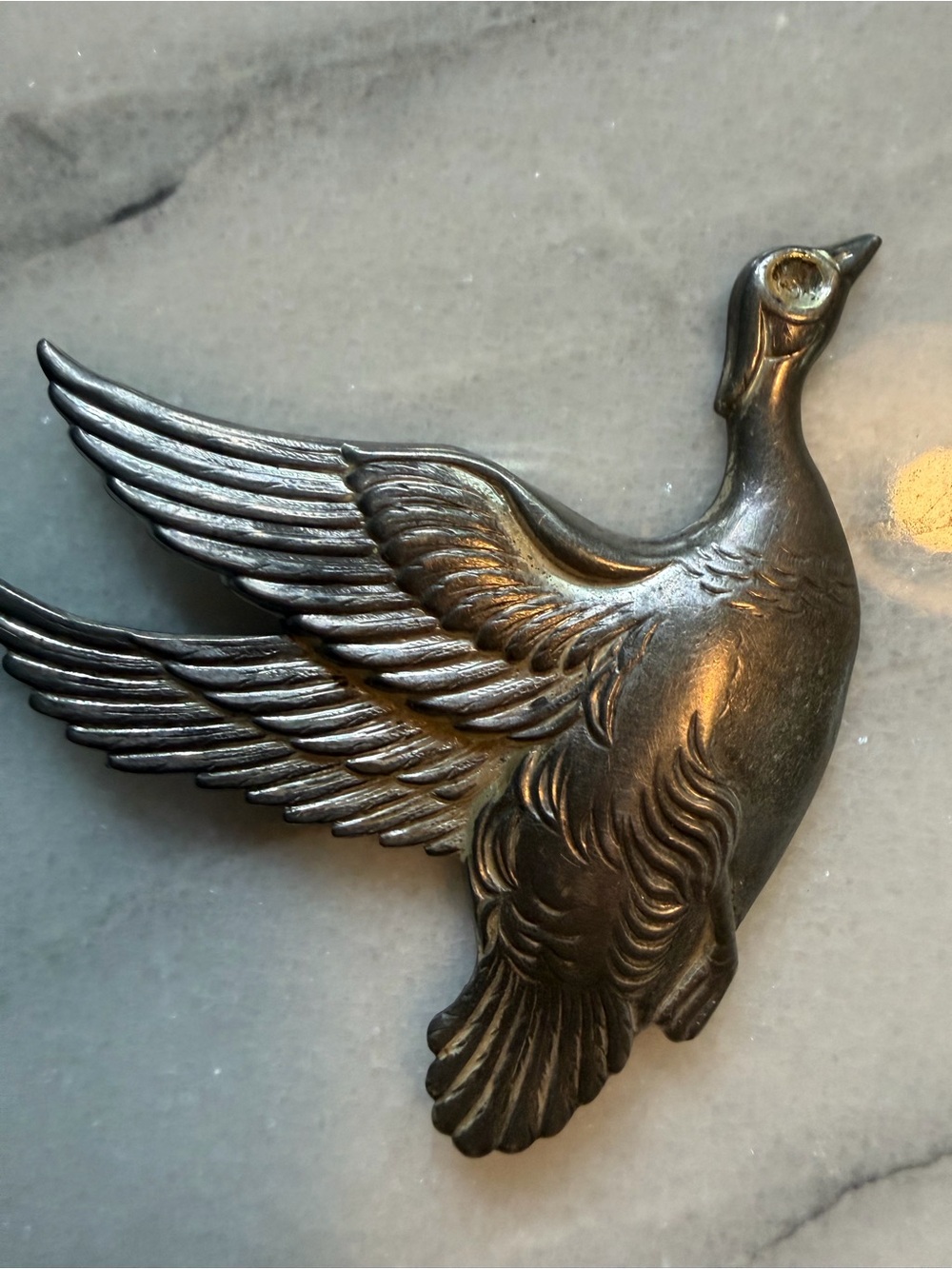 VTG SS Stamp Signed SB Goose Brooch Pin
